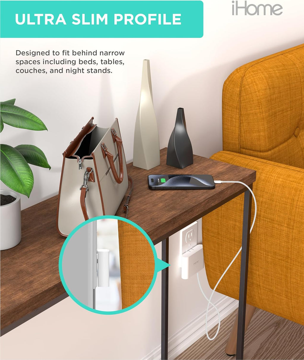 Slim 4-Port USB Wall Charger, AC Pro Multiport Plug Adapter, Phone Charging Block with 4 Ports, Flat USB Wall Adapter for Home & Travel